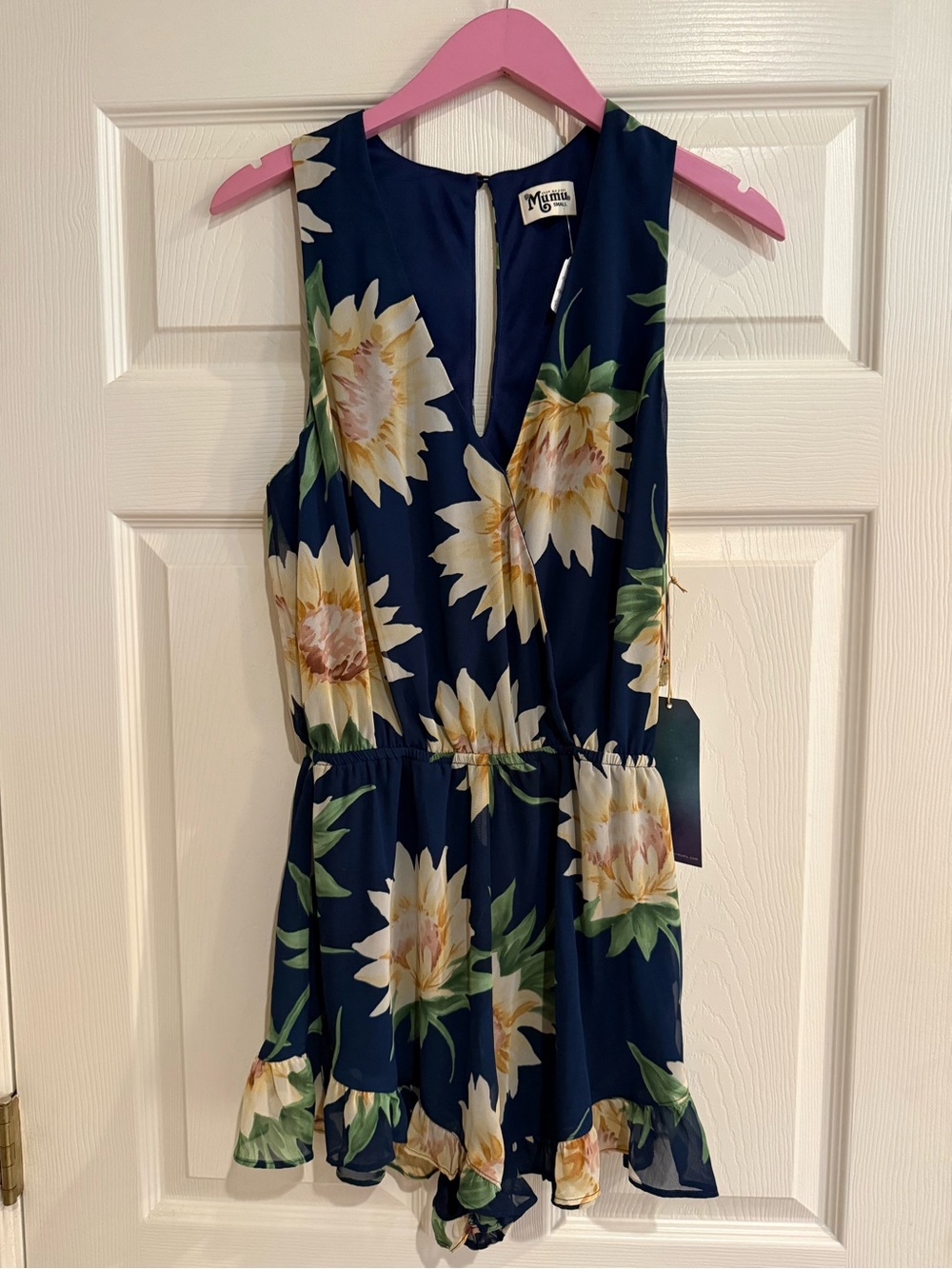 Show Me Your MuMu Navy Floral Romper - Yellow & Green Blooms
